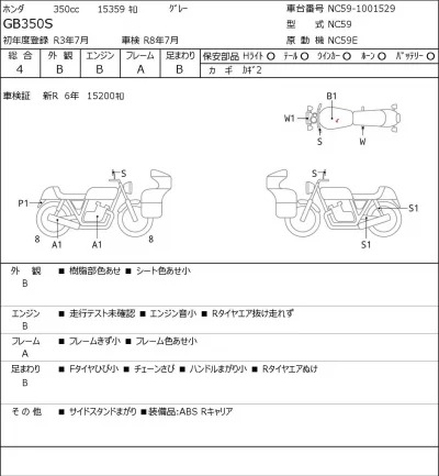 Honda GB350S лот № 7034 оценка 4  с аукциона в Японии 0