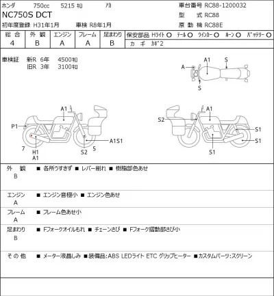 Honda NC750S DCT лот № 5066 оценка 4  с аукциона в Японии 0