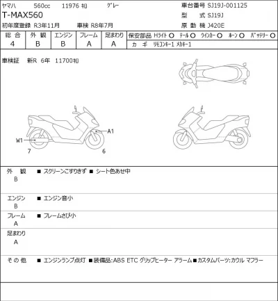 Yamaha T-MAX560 лот № 7277 оценка 4  с аукциона в Японии 0