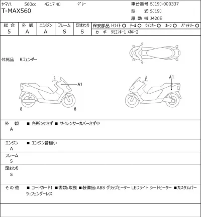 Yamaha T-MAX560 лот № 5251 оценка 5  с аукциона в Японии 0