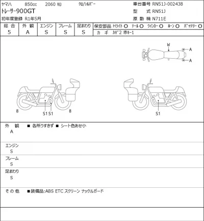 Yamaha TO RACER 900GT лот № 8511 оценка 5  с аукциона в Японии 0