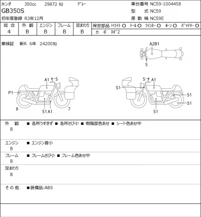 Honda GB350S лот № 8503 оценка 4  с аукциона в Японии 0