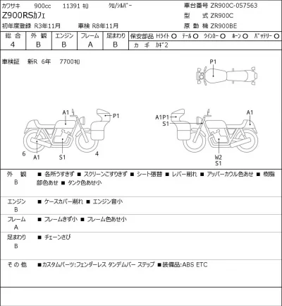 Kawasaki Z900RSKAFE лот № 7357 оценка 4  с аукциона в Японии 0
