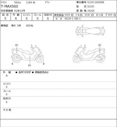 Yamaha T-MAX560 лот № 7445 оценка 5  с аукциона в Японии 0