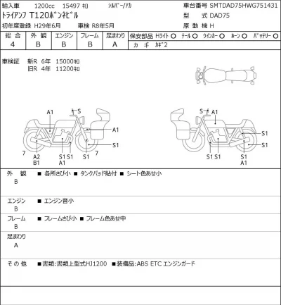 Triumph  T120 BONNEVILLE лот № 7142 оценка 4  с аукциона в Японии 0