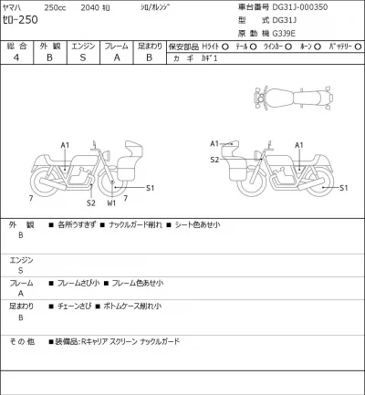 Yamaha SEROW 250 лот № 7184 оценка 4  с аукциона в Японии 0