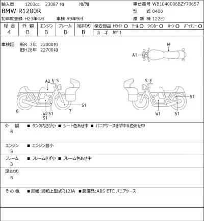 BMW  R1200R лот № 7253 оценка 4  с аукциона в Японии 0