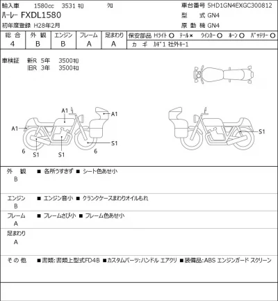 Harley-Davidson HARLEY FXDL1580 лот № 7372 оценка 4  с аукциона в Японии 0