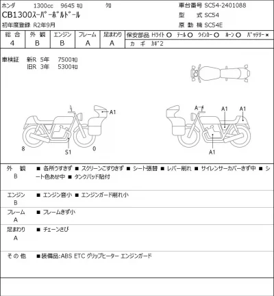 Honda CB1300SF BOLDOR лот № 7532 оценка 4  с аукциона в Японии 0
