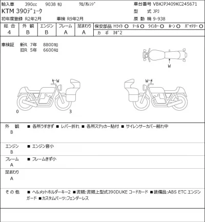 KTM  390 DUKE лот № 7558 оценка 4  с аукциона в Японии 0