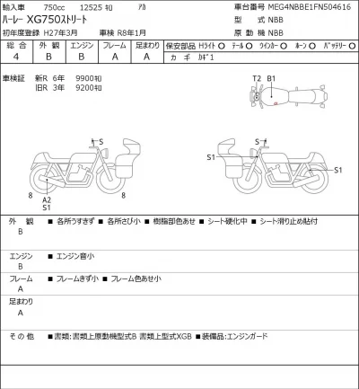 Harley-Davidson HARLEYXG750 STREET лот № 7585 оценка 4  с аукциона в Японии 0