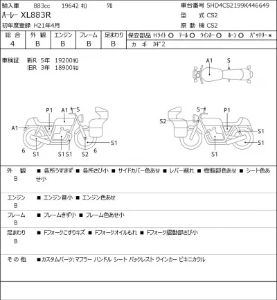 Harley-Davidson HARLEY XL883R лот № 7602 оценка 4  с аукциона в Японии 0