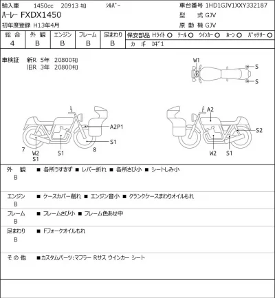 Harley-Davidson HARLEY FXDX1450 лот № 7632 оценка 4  с аукциона в Японии 0