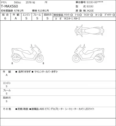 Yamaha T-MAX560 лот № 5283 оценка 6  с аукциона в Японии 0