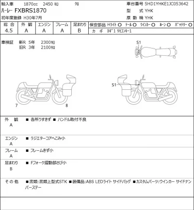 Harley-Davidson HARLEY FXBRS1870 лот № 5514 оценка 4.5  с аукциона в Японии 0