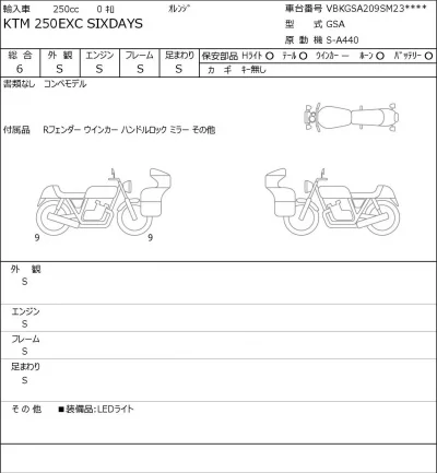 KTM  250EXC SIXDAYS лот № 5635 оценка 6  с аукциона в Японии 0