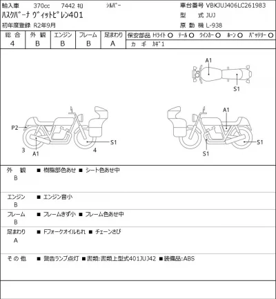 Other HUSQUARNA VI TTOPIREN401 лот № 8076 оценка 4  с аукциона в Японии 0