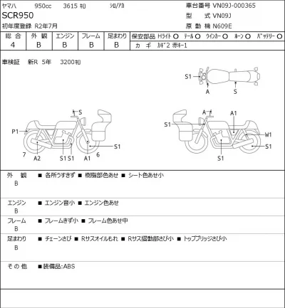 Yamaha SCR950 лот № 8137 оценка 4  с аукциона в Японии 0