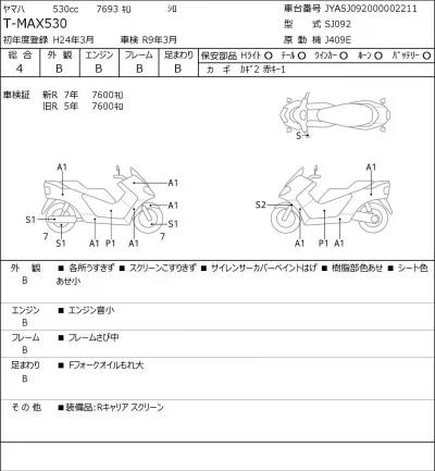 Yamaha T-MAX530 лот № 7568 оценка 4  с аукциона в Японии 0