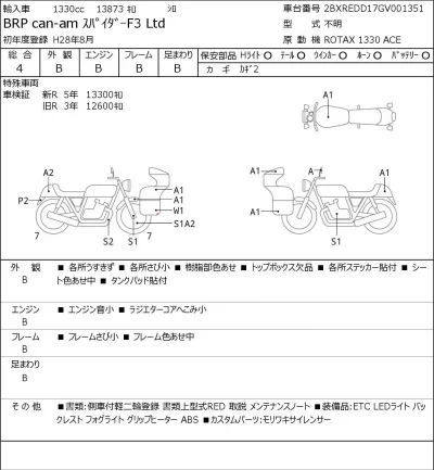 Other BRP CAN-AM SPIDER F3 LTD лот № 5012 оценка 4  с аукциона в Японии 0