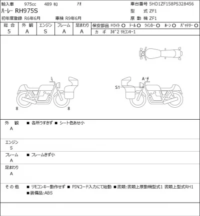 Harley-Davidson HARLEY RH975S лот № 7009 оценка 5  с аукциона в Японии 0