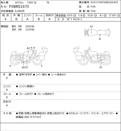 Harley-Davidson HARLEY FXBRS1870 лот № 7405 оценка 4  с аукциона в Японии 0