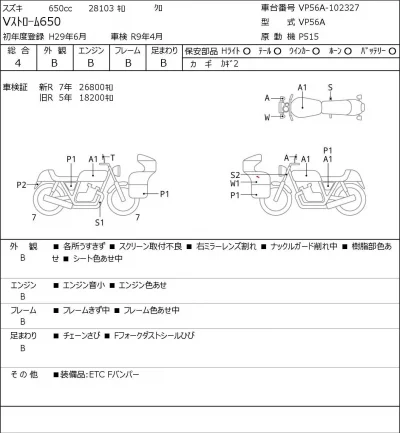 Suzuki V STROM650 лот № 5350 оценка 4  с аукциона в Японии 0