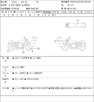Other HUSQUARNA SUVARUTOPIREN401 лот № 7030 оценка 4  с аукциона в Японии 0
