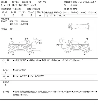 Harley-Davidson HARLEY FLHTCUTG1870 TRIKE лот № 7080 оценка 4  с аукциона в Японии 0