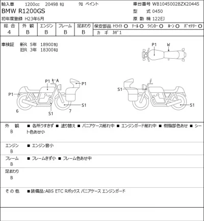 BMW  R1200GS лот № 7090 оценка 4  с аукциона в Японии 0