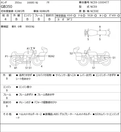 Honda GB350 лот № 7455 оценка 4  с аукциона в Японии 0