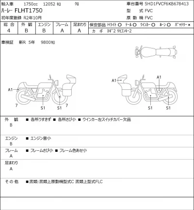 Harley-Davidson HARLEY FLHT1750 лот № 8495 оценка 4  с аукциона в Японии 0