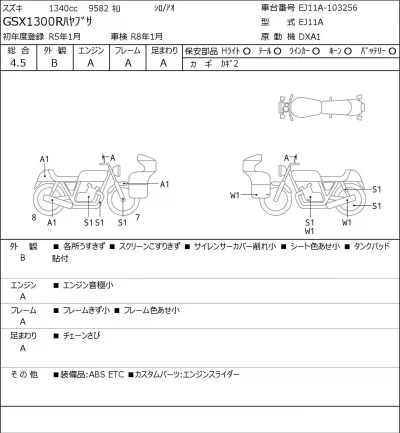 Suzuki GSX1300R HAYABUSA лот № 7014 оценка 4.5  с аукциона в Японии 0