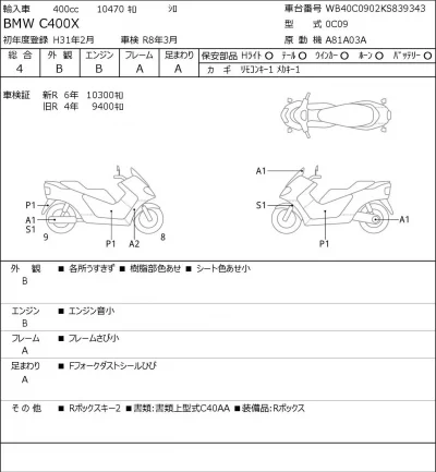 BMW  C400X лот № 7081 оценка 4  с аукциона в Японии 0
