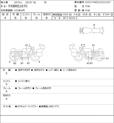 Harley-Davidson HARLEY FXBRS1870 лот № 8271 оценка 4  с аукциона в Японии 0