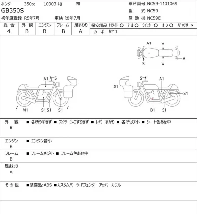 Honda GB350S лот № 8279 оценка 4  с аукциона в Японии 0