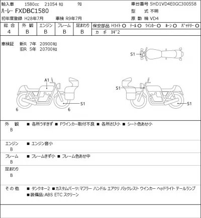 Harley-Davidson HARLEY FXDBC1580 лот № 7360 оценка 4  с аукциона в Японии 0