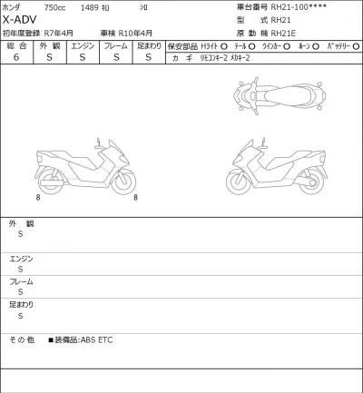 Honda X-ADV лот № 8057 оценка 6  с аукциона в Японии 0