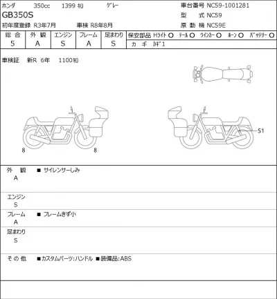 Honda GB350S лот № 8179 оценка 5  с аукциона в Японии 0