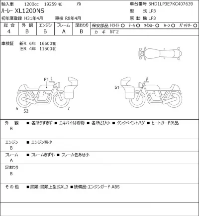 Harley-Davidson HARLEY XL1200NS лот № 8182 оценка 4  с аукциона в Японии 0