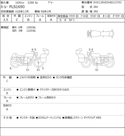 Harley-Davidson HARLEY FLS1690 лот № 7331 оценка 4.5  с аукциона в Японии 0
