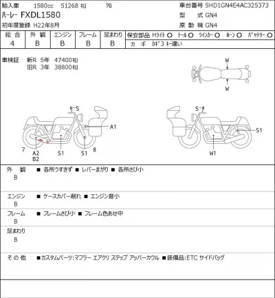 Harley-Davidson HARLEY FXDL1580 лот № 8457 оценка 4  с аукциона в Японии 0