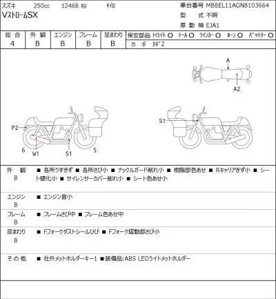 Suzuki V STROM SX лот № 5457 оценка 4  с аукциона в Японии 0