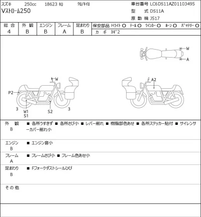 Suzuki V STROM 250 лот № 7240 оценка 4  с аукциона в Японии 0