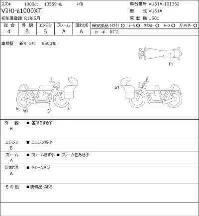 Suzuki V STROM 1000XT лот № 8439 оценка 4  с аукциона в Японии 0