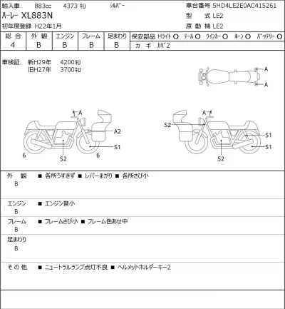 Harley-Davidson HARLEY XL883N лот № 7504 оценка 4  с аукциона в Японии 0