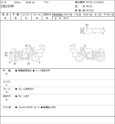 Honda CB250R лот № 8211 оценка 4  с аукциона в Японии 0