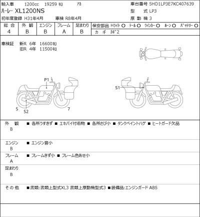 Harley-Davidson HARLEY XL1200NS лот № 7272 оценка 4  с аукциона в Японии 0