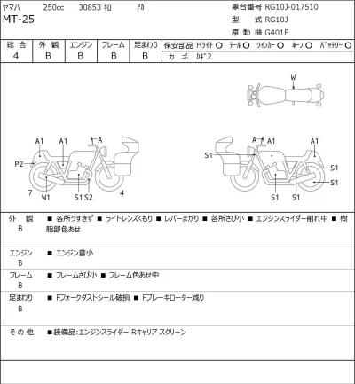 Yamaha MT-25 лот № 7435 оценка 4  с аукциона в Японии 0