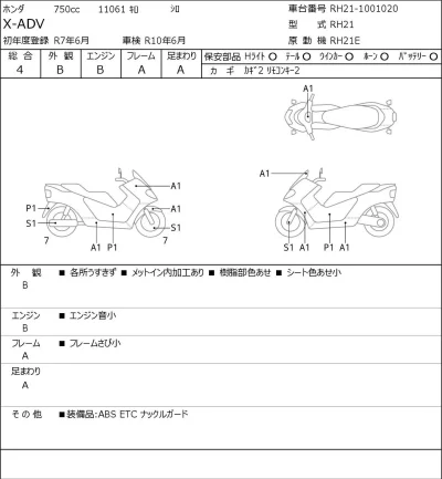 Honda X-ADV лот № 7439 оценка 4  с аукциона в Японии 0